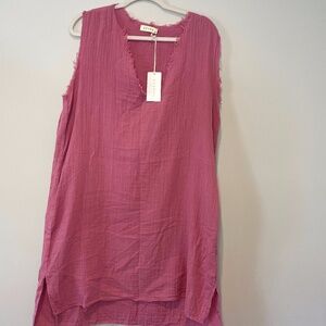 Stark x Pink Gauze Raw Hem Cotton Dress Size M, high low, beach, vacation, New